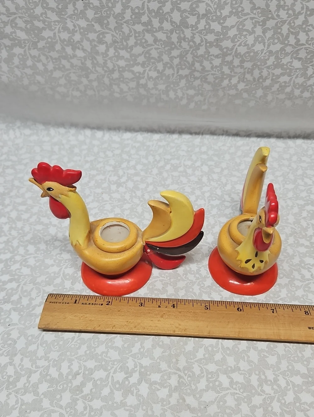 1960 Holt Howard Rooster Candlestick Holders Fall Thanksgiving Japan